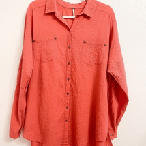 FREE PEOPLE Coral Crepe Oversized Button Down S - £19.46 GBP