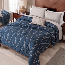 Burdeos Geometric Embroidery Reversible Comforter Set 4 Pcs King Size - £120.65 GBP