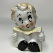 Christmas Caroler Singing Child MCM 3&quot; Ceramic Porcelain Figurine VTG Japan - $48.95