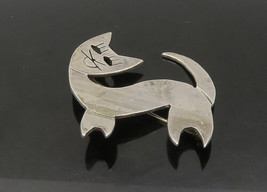 MEXICO 925 Sterling Silver - Vintage Cutout Eyes Smiling Cat Brooch Pin - BP8985 - £61.68 GBP