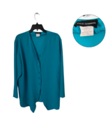Paul Harris Teal Button Front Blouse Medium Long Sleeve Top - $14.85
