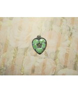 Vintage Sterling silver enameled puffy heart charm-OPAL GREEN pansy - $27.00