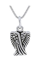 Jewelry Trends Sterling Silver Small Angel Wings Pendant Necklace 18&quot; - £26.18 GBP