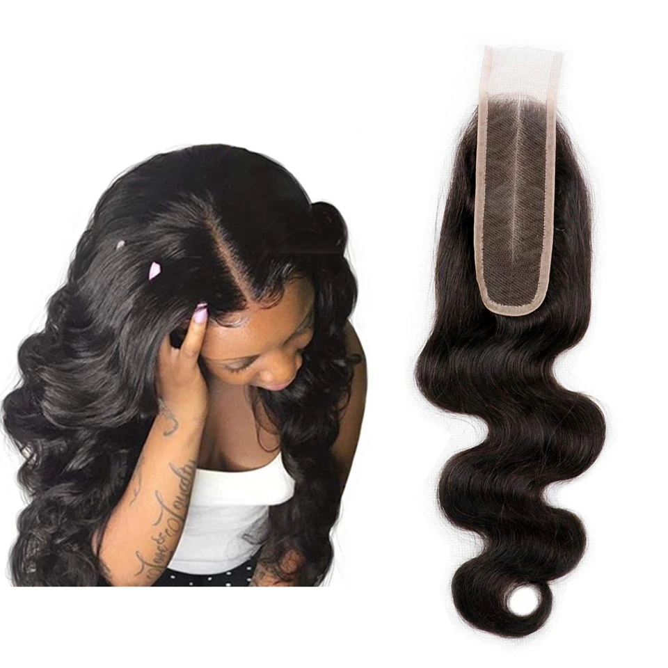 Alipretty Body Wave Human Hair Kim Closure 2x6 Lace Middle Part Swiss Lace - £30.19 GBP+