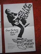 Cliff Richards Flyer Great Canadian Tours Camp Fortune Show Ottawa 11*17 Inch - £7.80 GBP