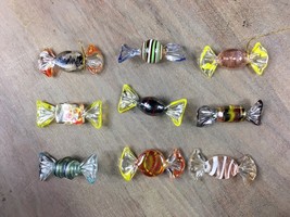 Blown Glass Art Wrapped Candy Pieces Multicolor Lot of 9 Pieces Vintage - $24.66
