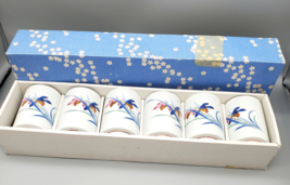 Vintage Japan Kotobuki Cups Porcelain Set 6 In Box Floral Japanese Flowe... - $39.88