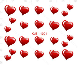 Nail Art Water Transfer Sticker Decal Stickers Pretty 3D Heart Red KoB-1001 - £2.46 GBP