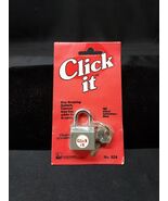 New Old Stock CLICK IT Miniature Gray Padlock Lock &amp; Keys Taylor #924 - $10.44