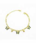 18k Layered real Gold Filled Butterfly Anklet bracelet 10 Inches - $20.50 CAD