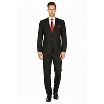 Men Suit BERLUSCONI Turkey Italian Wool 180's Single Breasted 623-01 Black Plaid image 3