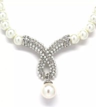 White Pearl Crystal Bridal Wedding Prom Party Necklace Earrings Set - $13.86