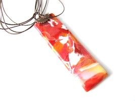 Multi colored Sherbet Column pendant Polymer Clay Necklace casual Fashion Jewelr - £19.16 GBP