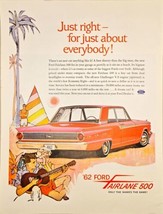 1962 FORD FAIRLANE 500 Beach-Summer-Music-1961 Vintage Print Ad - $13.86