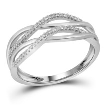 10k White Gold Womens Round Diamond Entwined Strand Band Ring 1/8 Cttw - £173.04 GBP