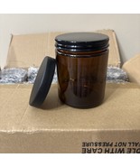 12 Pack, 8 OZ Thick Glass Jars with Lids, Dark Amber Candle - $33.00