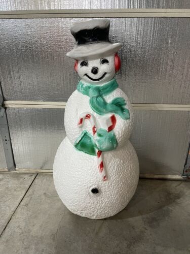 Vintage Union Products 40" Dimple Snowman : Blow Mold Christmas Green Scarf SM40 - £67.25 GBP