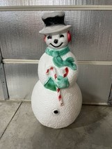 Vintage Union Products 40&quot; Dimple Snowman : Blow Mold Christmas Green Scarf SM40 - £67.24 GBP