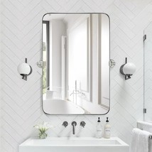 TEEBARN 20x30 Brushed Nickel Metal Framed Rectangular Pivoting Bathroom Mirror - £84.07 GBP