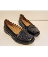 CLARKS Collection DARK BROWN / Black Leather Loafer Womens Size 9 Slip O... - $29.65