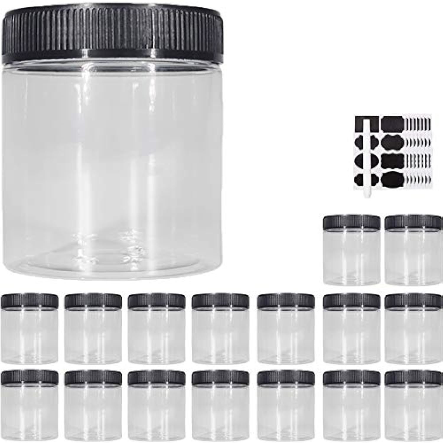 Primary image for 16Oz Clear Plastic Jars With Lids, Airtight Container Ideal For Dry Food, Peanut