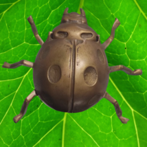 Vintage Brass Ashtray Trinket Box Scarab Ladybug Beetle Bug Hinged Lidded Heavy - £51.84 GBP