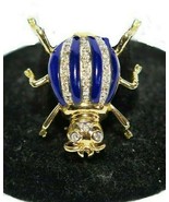 Kin Chong Beetle Brooch 14k Gold Diamond Lapis Lazuli Vintage 90&#39;s - €527,69 EUR