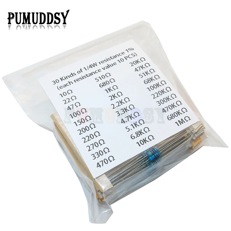 House Home 600pcs/set 30 Kinds 1/4W Resistance 1% Metal Film Resistor Pack Aorte - £19.98 GBP