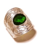 Diopside Glass Gemstone 925 Silver Overlay Handmade Ring US-12 With Adju... - £9.58 GBP
