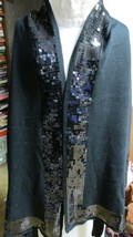 &quot;&quot;BLACK, WARM, LONG SHAWL, WRAP&quot;&quot; - WITH WIDE SEQUIN EDGING - CURATIONS - $18.89