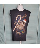 Dec. 25th Christmas Reindeer &amp; Sloth T-Shirt ~ Sz M ~ Dark Blue ~Cut off... - £17.92 GBP