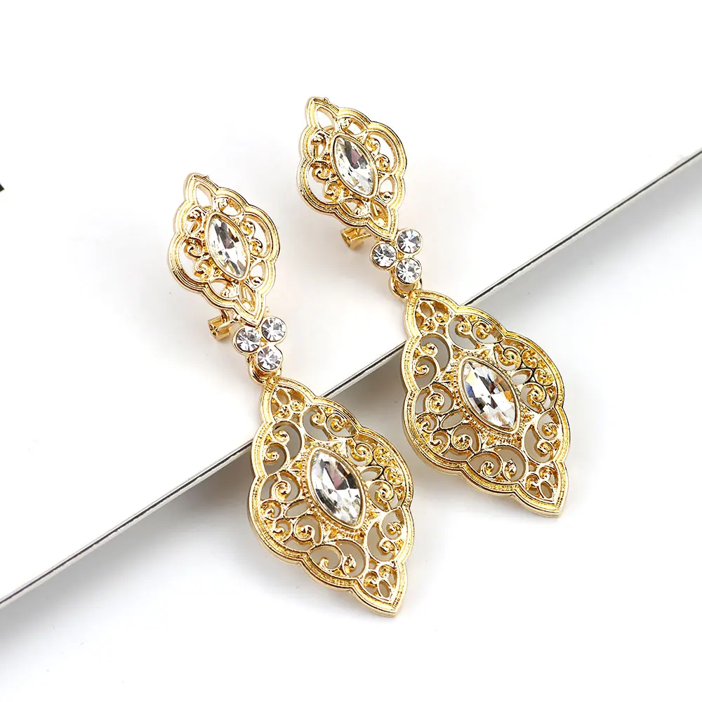 Gold Color Long Drop Dangle Earrings Turkish Brand Design India Ethnic Wedding J - £12.90 GBP