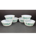Vintage Federal Milk Glass Bowls – Blue Scroll 5” Side Dish Set of 6 MCM... - $872.61 MXN