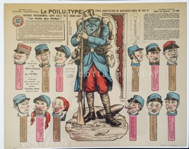 Antique Morinet Art Soldier Faces Grandes Constructions No 17 French Paper Doll - £71.62 GBP