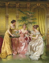 Art Giclee Print Palace Three Lady Tea Party Oil painting Printed on Canvas - £6.84 GBP+