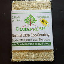 2 DuraFresh Natural Okra Eco-Scrubby - One 2 Pack Eco-Responsible Tough 2 Pads - £5.86 GBP