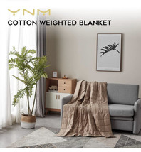 YnM Weighted Blanket — Organic Long Stapled Cotton Glass Beads Bronze/Khaki - £31.97 GBP