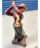 Vintage Women golfer wooden statue Approx 28in - $179.03 CAD