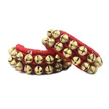 Brass Anklets Bells for Indian Classical Dance Ghungroo Red Pad 2 Line - £18.19 GBP