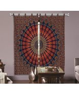 INDACORIFY Multicolor Peacock Feather Mandala Curtain Drape, Boho Window... - £22.36 GBP+
