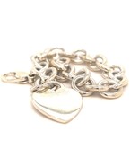 Tiffany &amp; Co Estate Bracelet with Heart Charm Sterling Silver 7&quot; TIF658 - $385.11