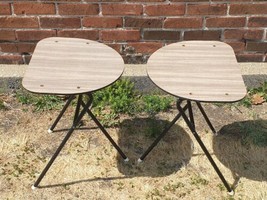 MCM Troy Sunshade Formica Side/End Table Set Of 2 Atomic Half Moon Rare - £236.85 GBP