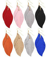 Faux Leather Feather Dr Earrings Lot of 8 Pairs Wholesale Jewelry 2.64&quot; - $28.99