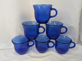 Forte Crisa Mexican Cobalt Blue Glass Coffee Cup Tea Textured Set of 6 - £30.33 GBP