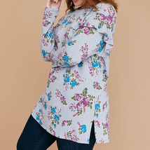 Lane Bryant Floral Sweatshirt Women Size 2X 18/20 Ruffle Long Sleeve Stretch - £12.76 GBP