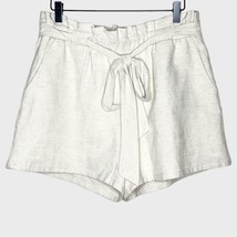CHRYSANTHEMUM beige linen cotton blend paperbag waist shorts women&#39;s siz... - $24.19