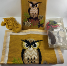 Vintage Partially Done Avon Long Stitch Crewel Needlepoint Owl Kit 14 x 18 in - £23.45 GBP