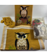 Vintage Partially Done Avon Long Stitch Crewel Needlepoint Owl Kit 14 x ... - £23.70 GBP