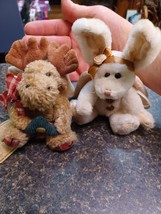 Lot 2 Boyd’s Bears Christmas Plush Stardust Rabbit Mercer Moose  Tags Retired - £23.73 GBP