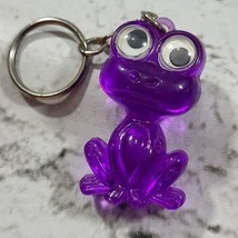 Vintage Plastic Purple Lucite Googly Eyed Frog Keychain - £6.19 GBP